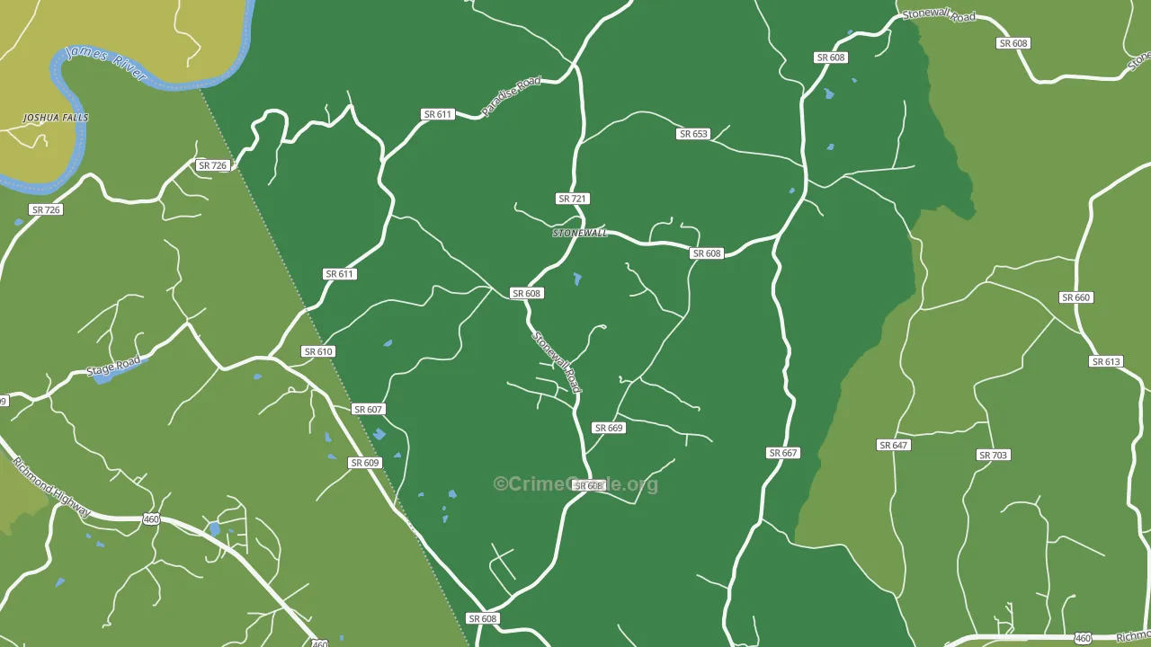 Stonewall, VA Map of Vehicle Theft Rates
