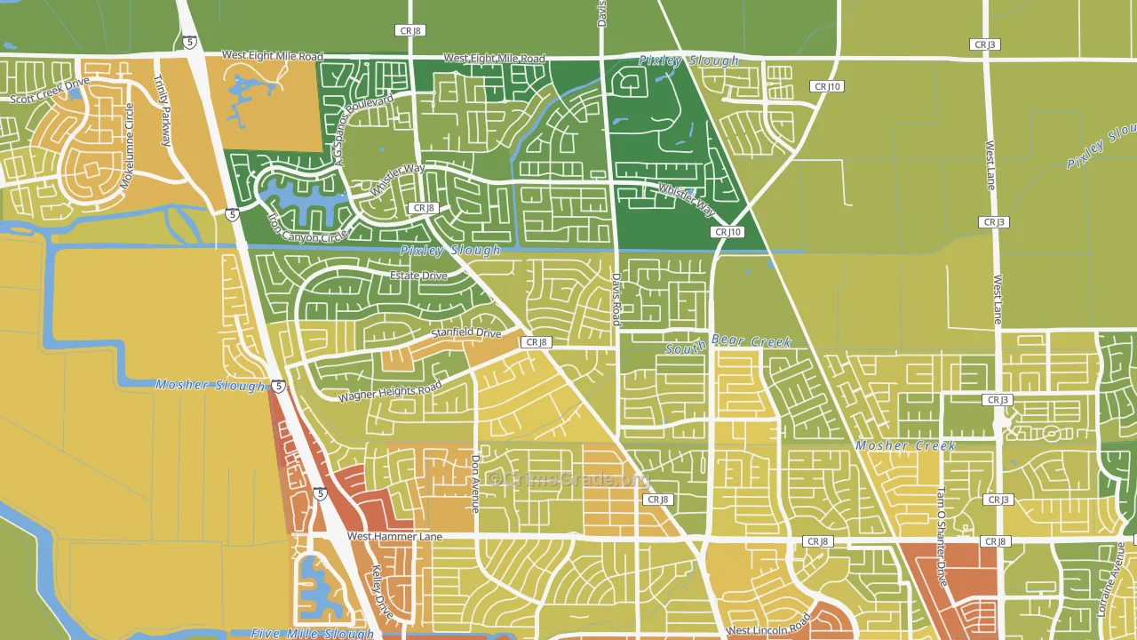 Stonewood, Stockton, CA Map of Vehicle Theft Rates