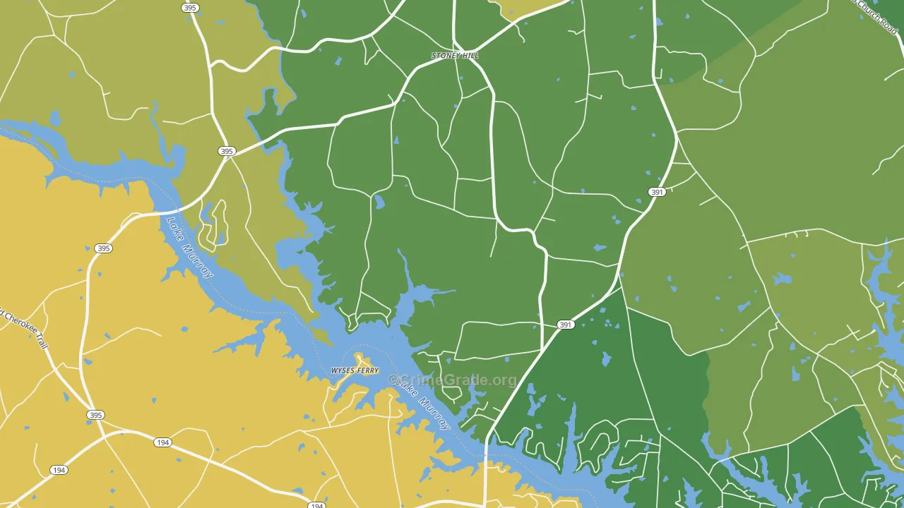 Stoney Hill, SC Map of Vehicle Theft Rates