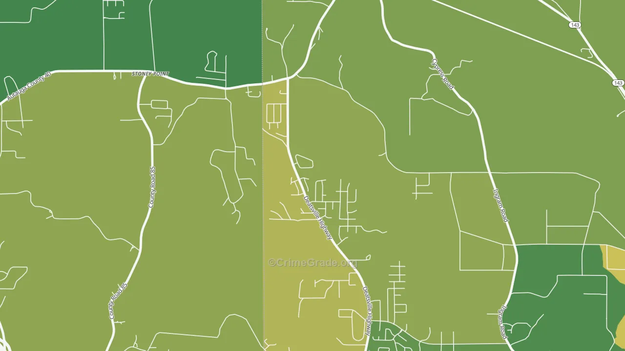 Stoney Point, AL Map of Vehicle Theft Rates