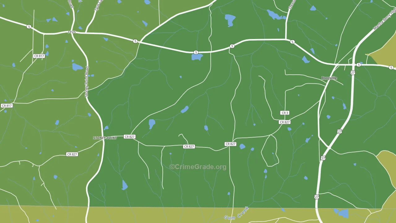 Stoney Point, GA Map of Vehicle Theft Rates