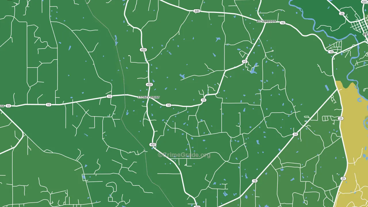 Stoney Point, LA Map of Vehicle Theft Rates