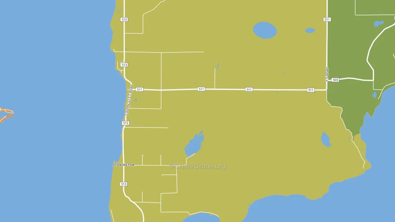 Stonington, MI Map of Vehicle Theft Rates