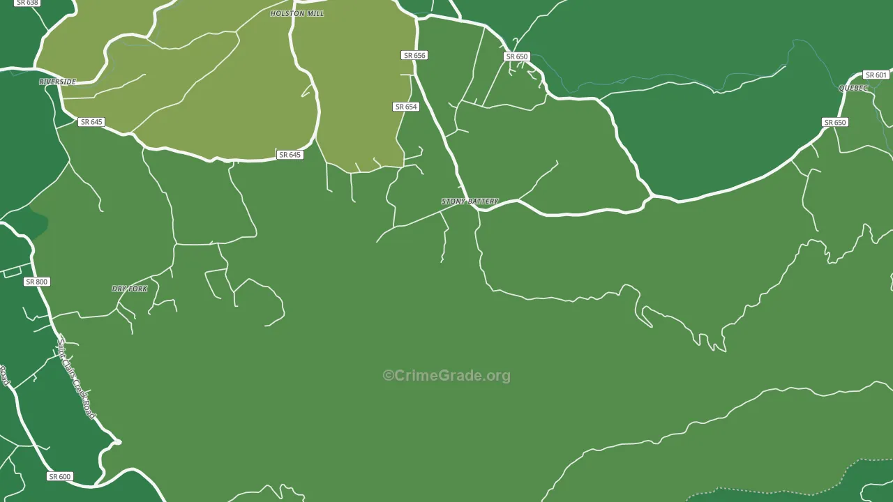 Stony Battery, VA Map of Vehicle Theft Rates
