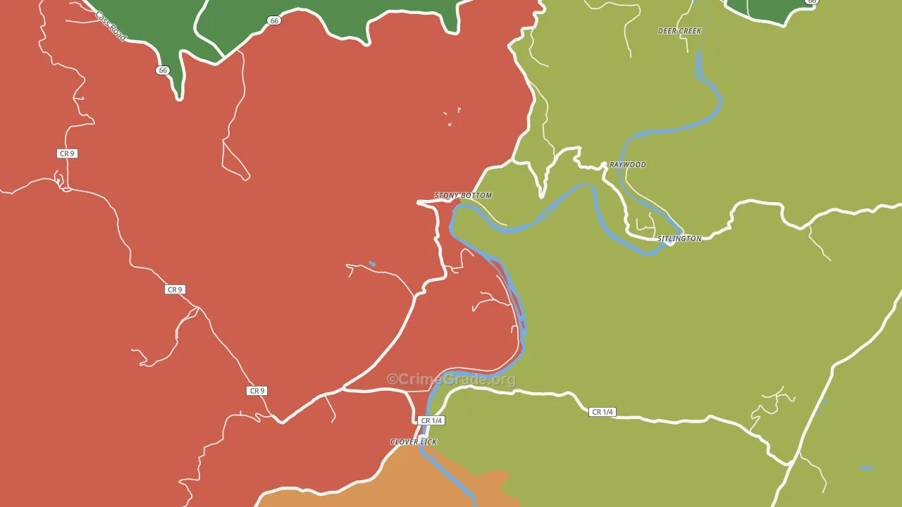 Stony Bottom, WV Map of Vehicle Theft Rates