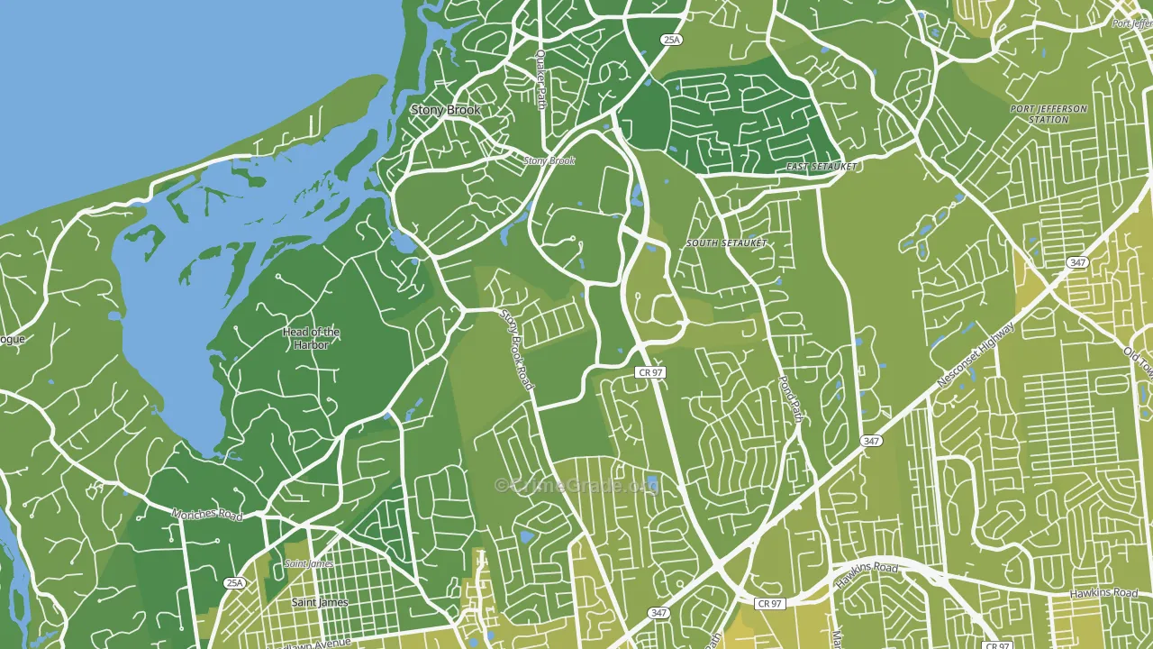 Stony Brook, NY Map of Vehicle Theft Rates