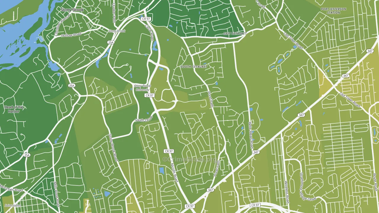 Stony Brook University, NY Map of Vehicle Theft Rates