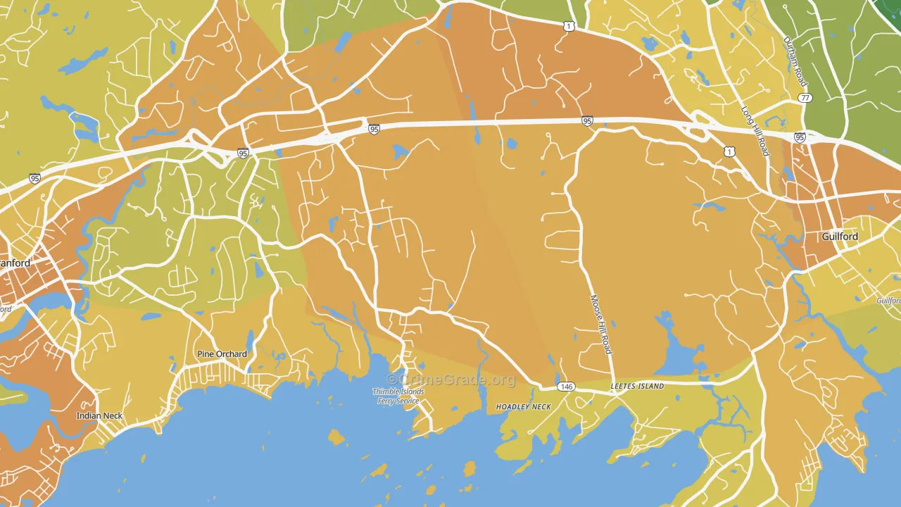 Stony Creek, CT Map of Vehicle Theft Rates
