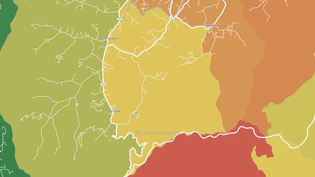 Stony Fork, NC Map of Vehicle Theft Rates