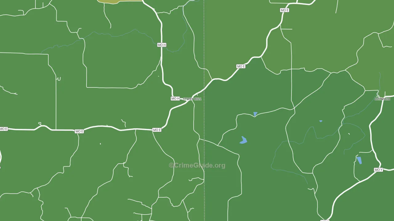 Stony Hill, MO Map of Vehicle Theft Rates