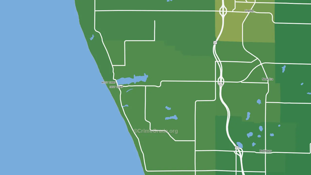 Stony Lake, MI Map of Vehicle Theft Rates