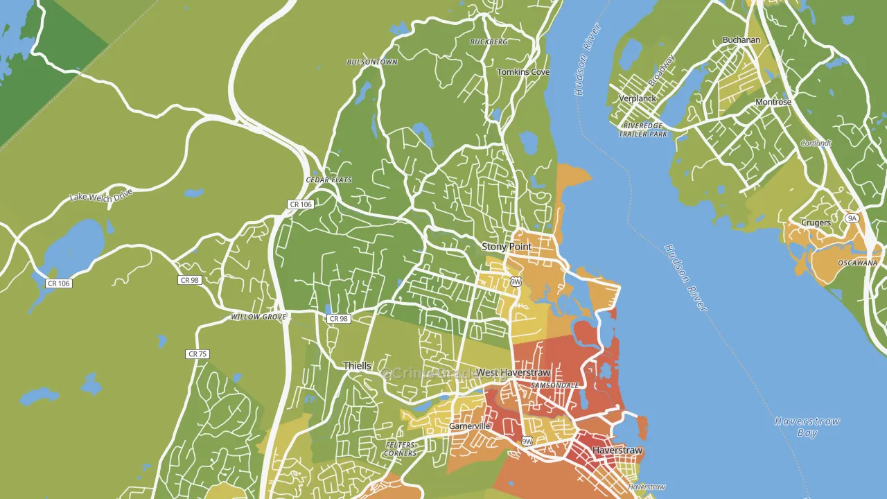 Stony Point, NY Map of Vehicle Theft Rates