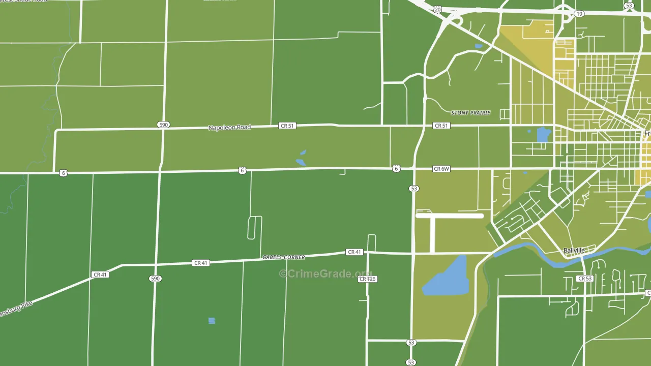 Stony Prairie, OH Map of Vehicle Theft Rates