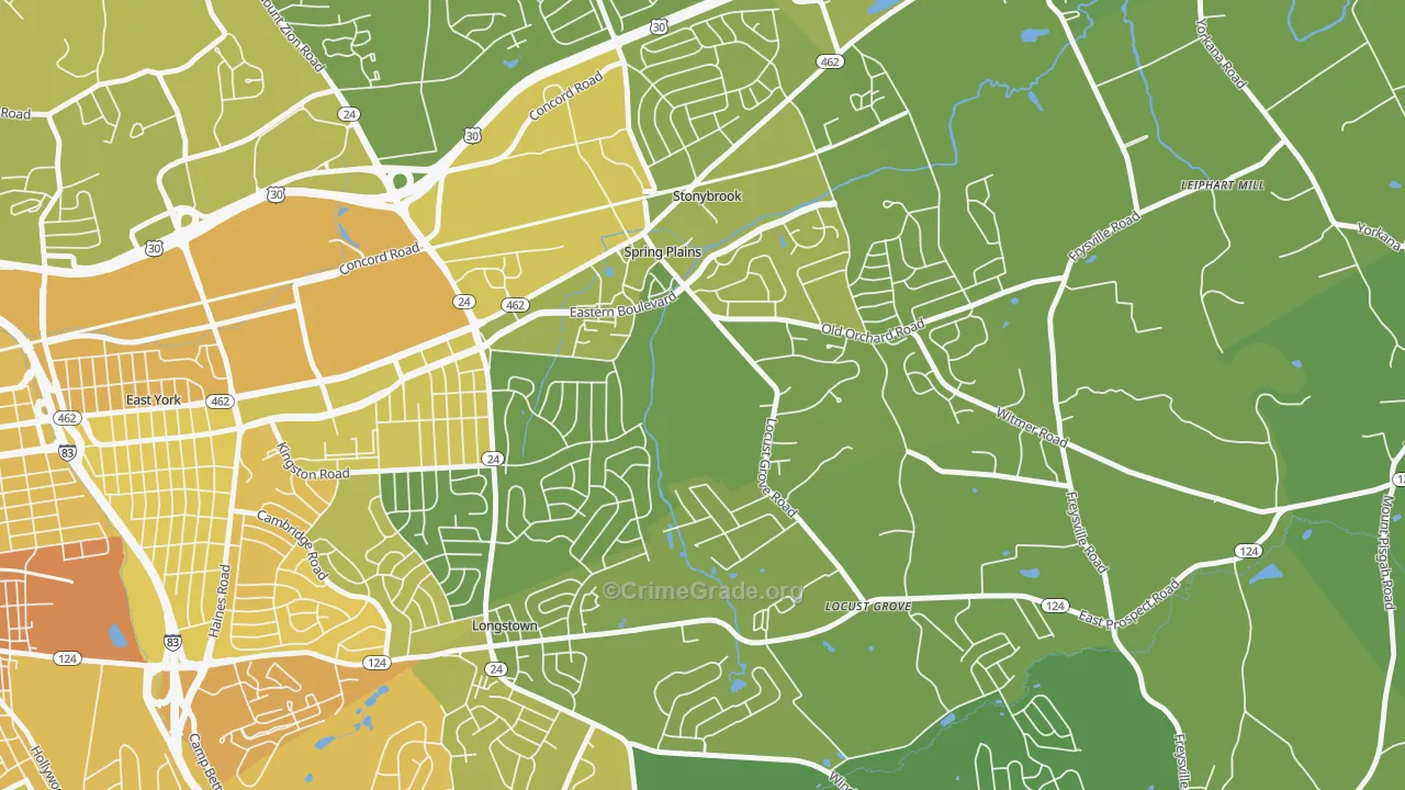 Stonybrook-Wilshire, York, PA Map of Vehicle Theft Rates