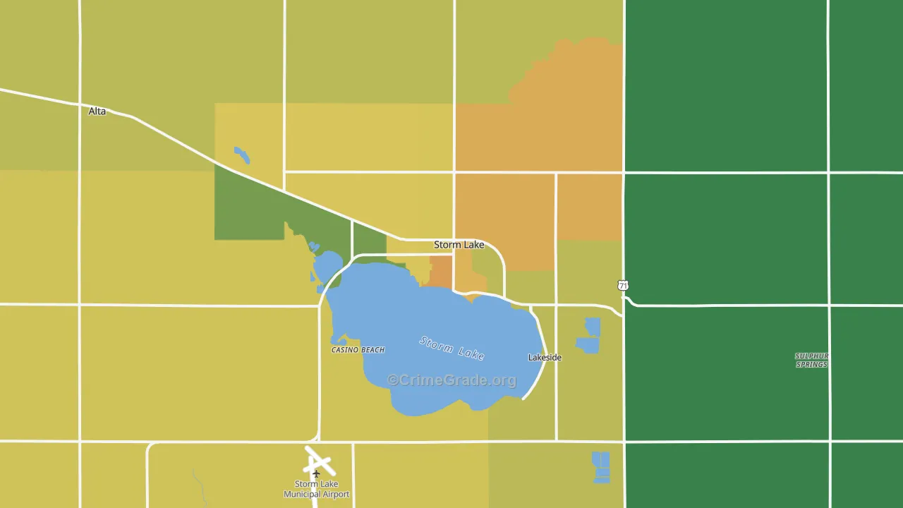 Storm Lake, IA Map of Vehicle Theft Rates