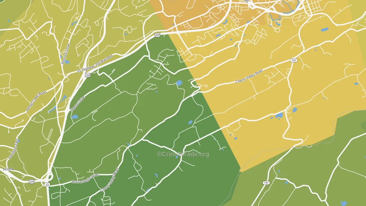 Stormville, PA Map of Vehicle Theft Rates