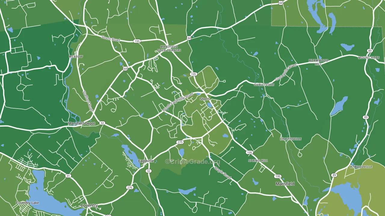 Storrs, CT Map of Vehicle Theft Rates