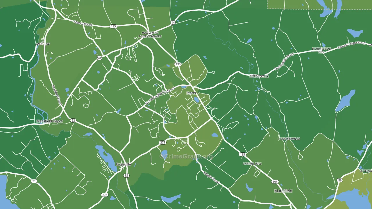 Storrs Mansfield, CT Map of Vehicle Theft Rates