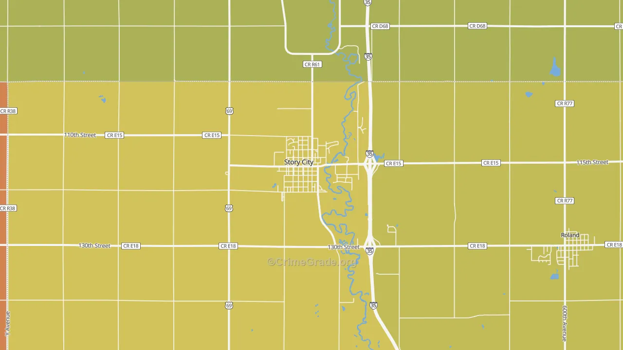 Story City, IA Map of Vehicle Theft Rates