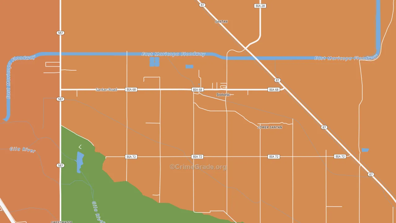Stotonic Village, AZ Map of Vehicle Theft Rates