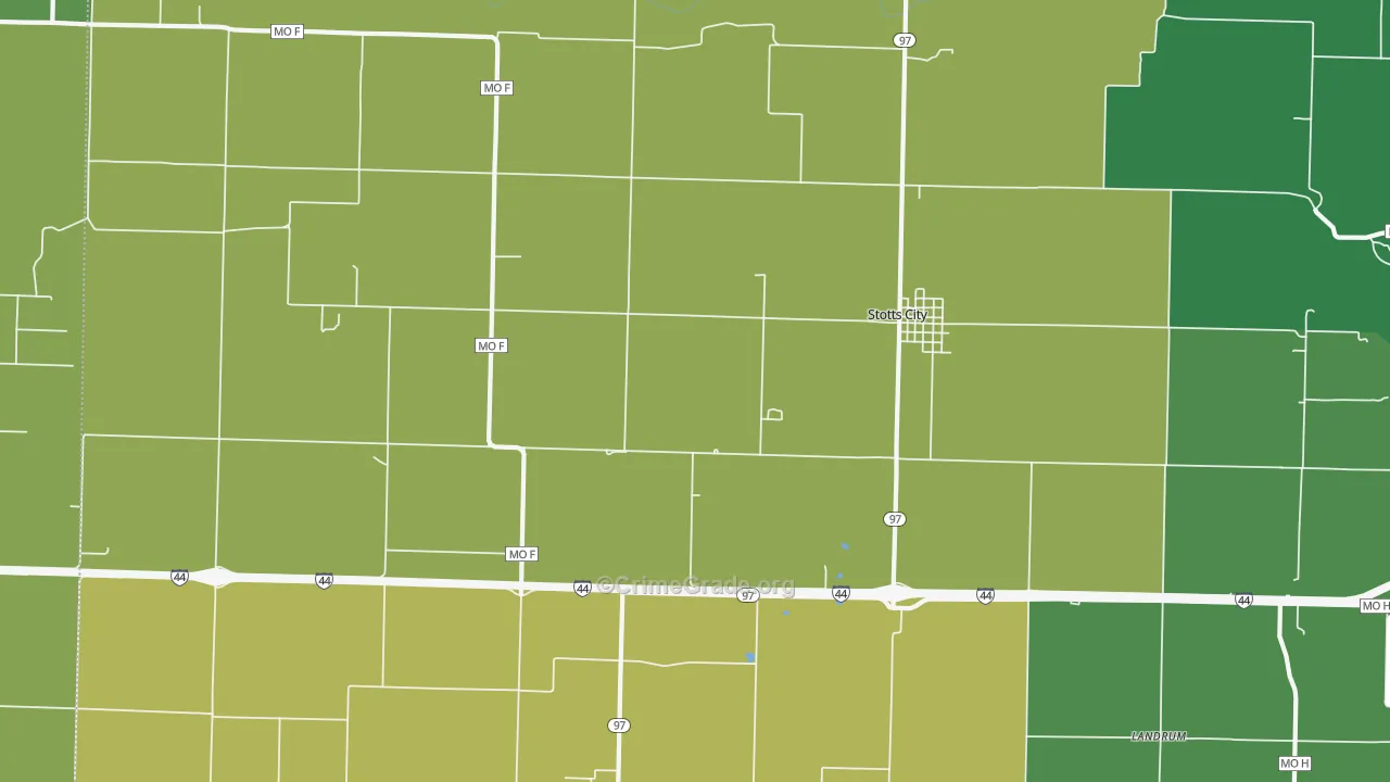 Stotts City, MO Map of Vehicle Theft Rates