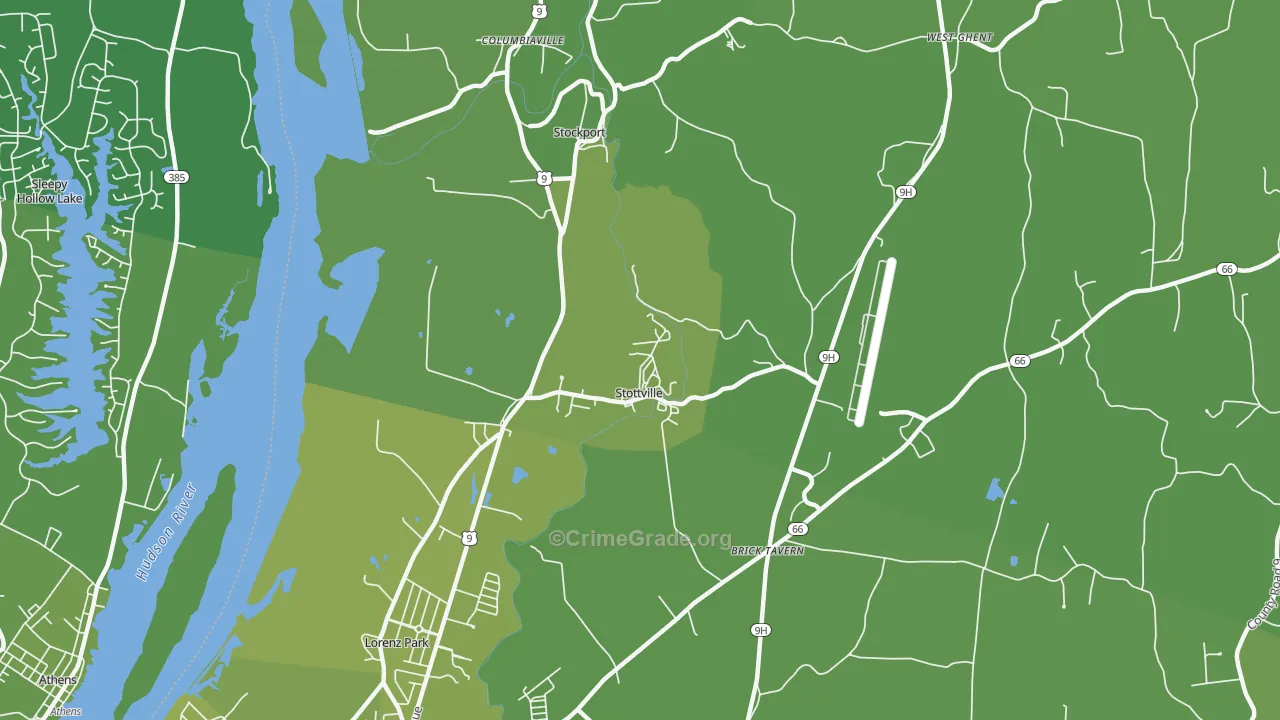 Stottville, NY Map of Vehicle Theft Rates