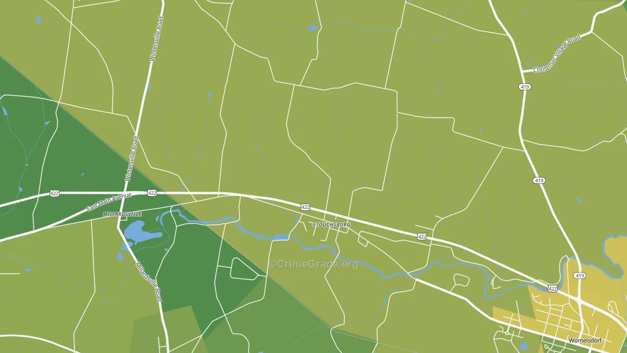 Stouchsburg, PA Map of Vehicle Theft Rates