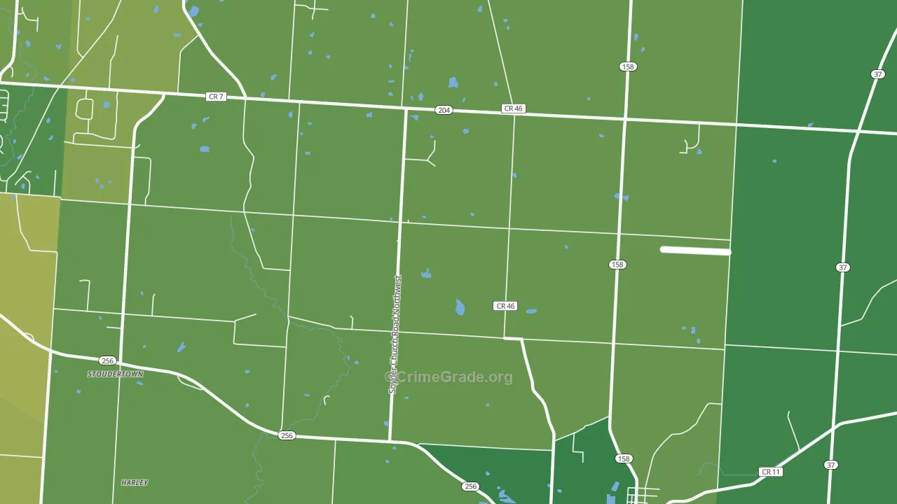 Stoudertown, OH Map of Vehicle Theft Rates