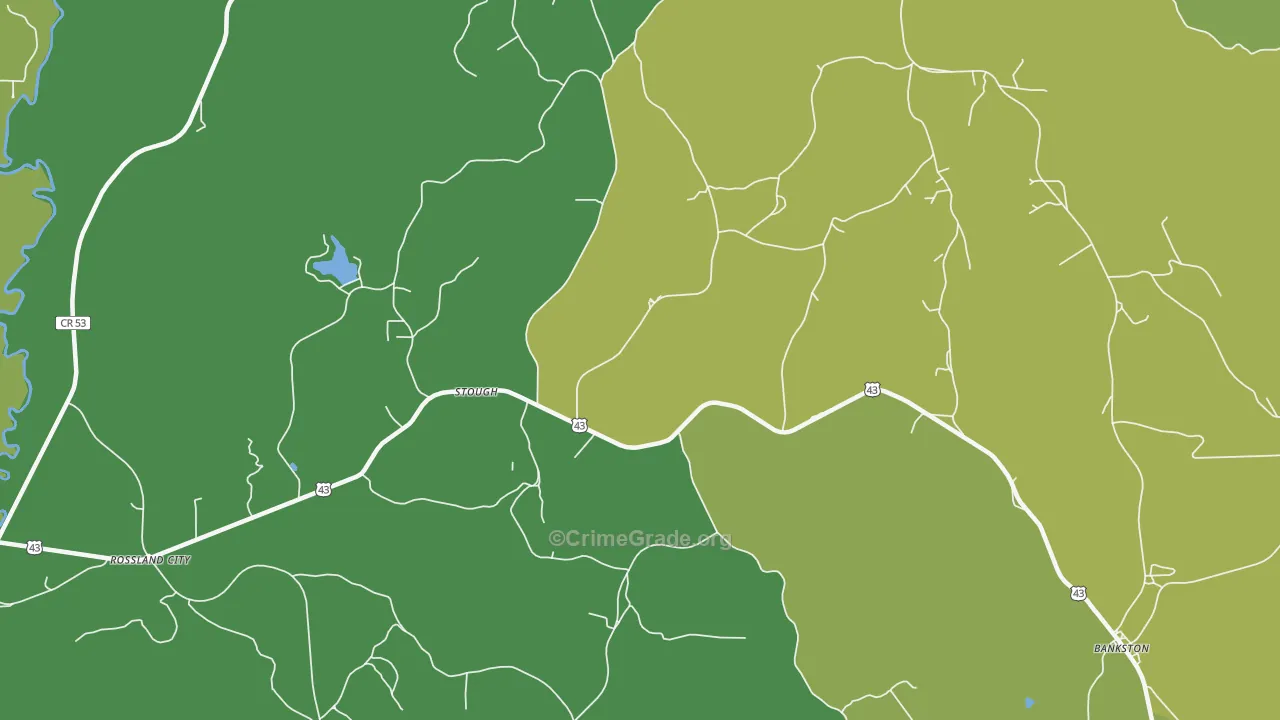 Stough, AL Map of Vehicle Theft Rates