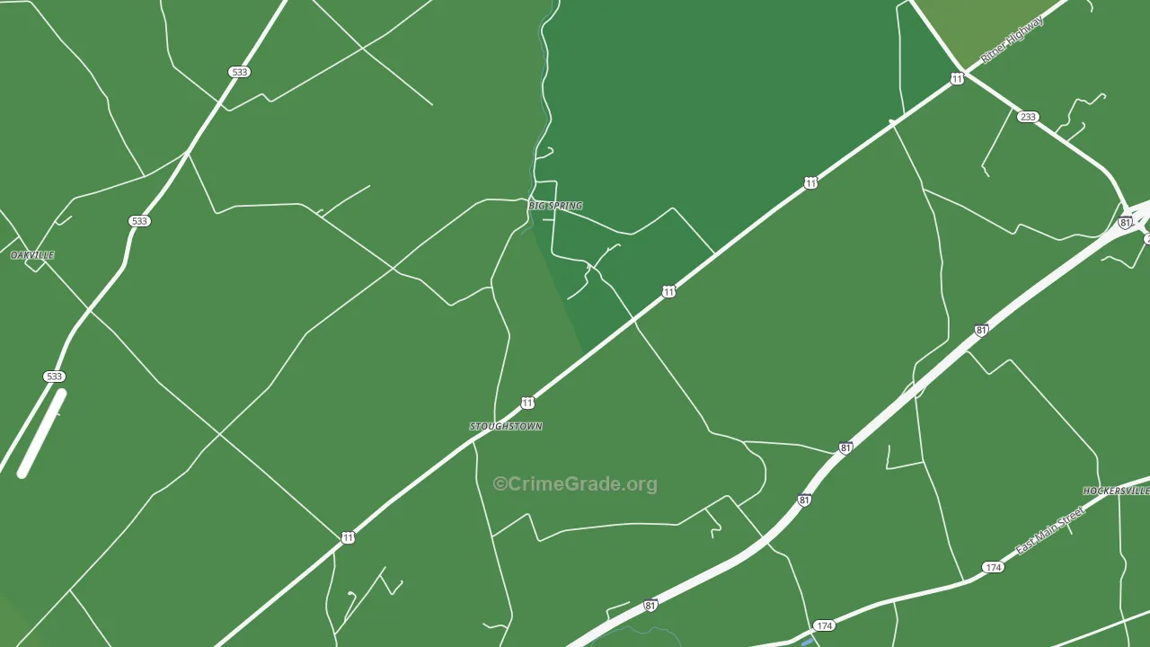 Stoughstown, PA Map of Vehicle Theft Rates