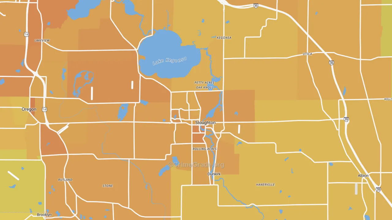 Stoughton, WI Map of Vehicle Theft Rates