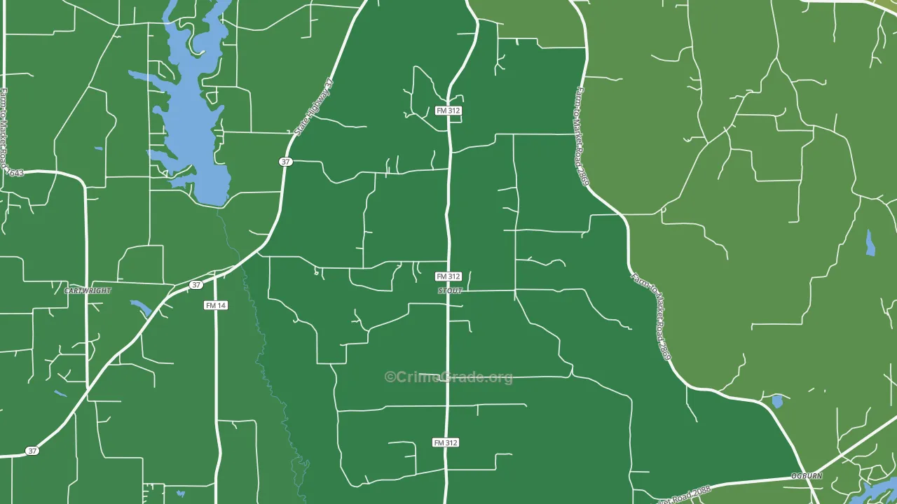 Stout, TX Map of Vehicle Theft Rates