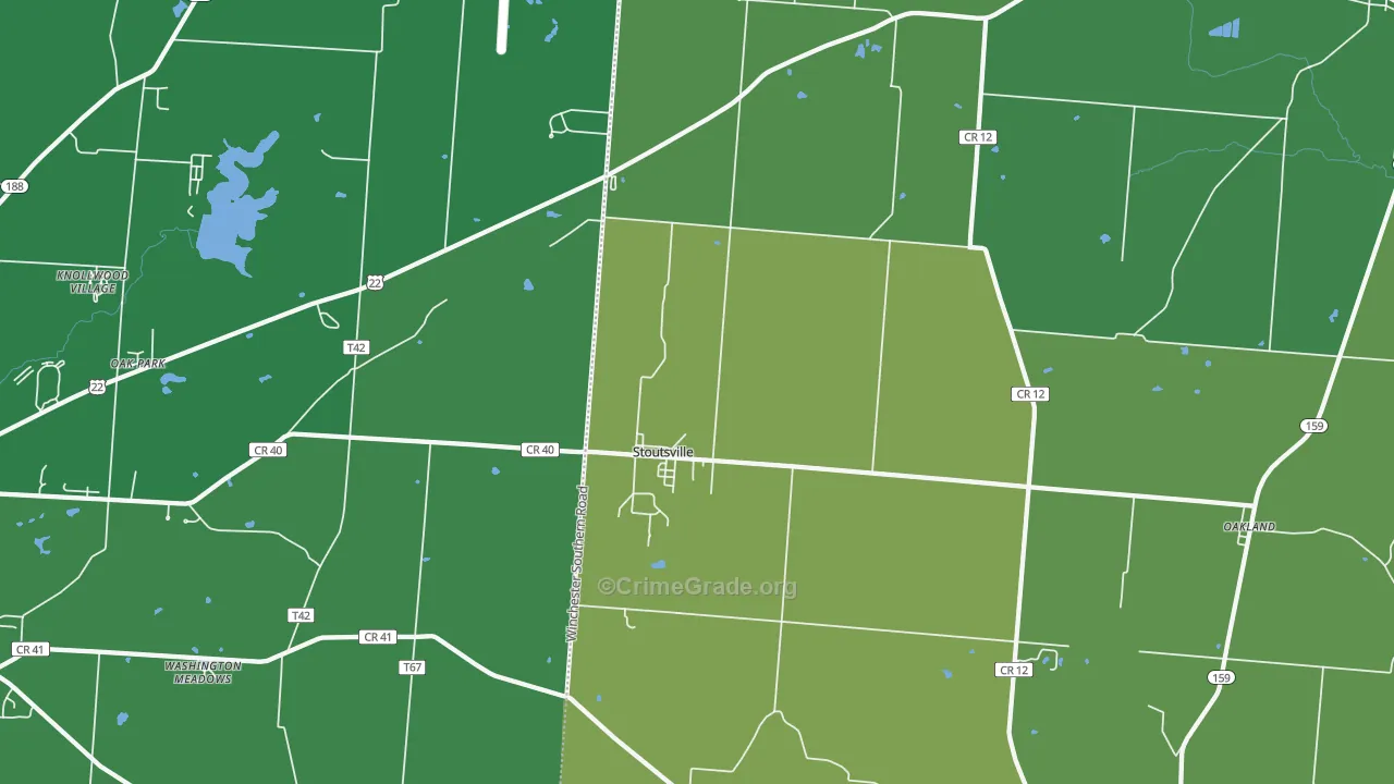 Stoutsville, OH Map of Vehicle Theft Rates
