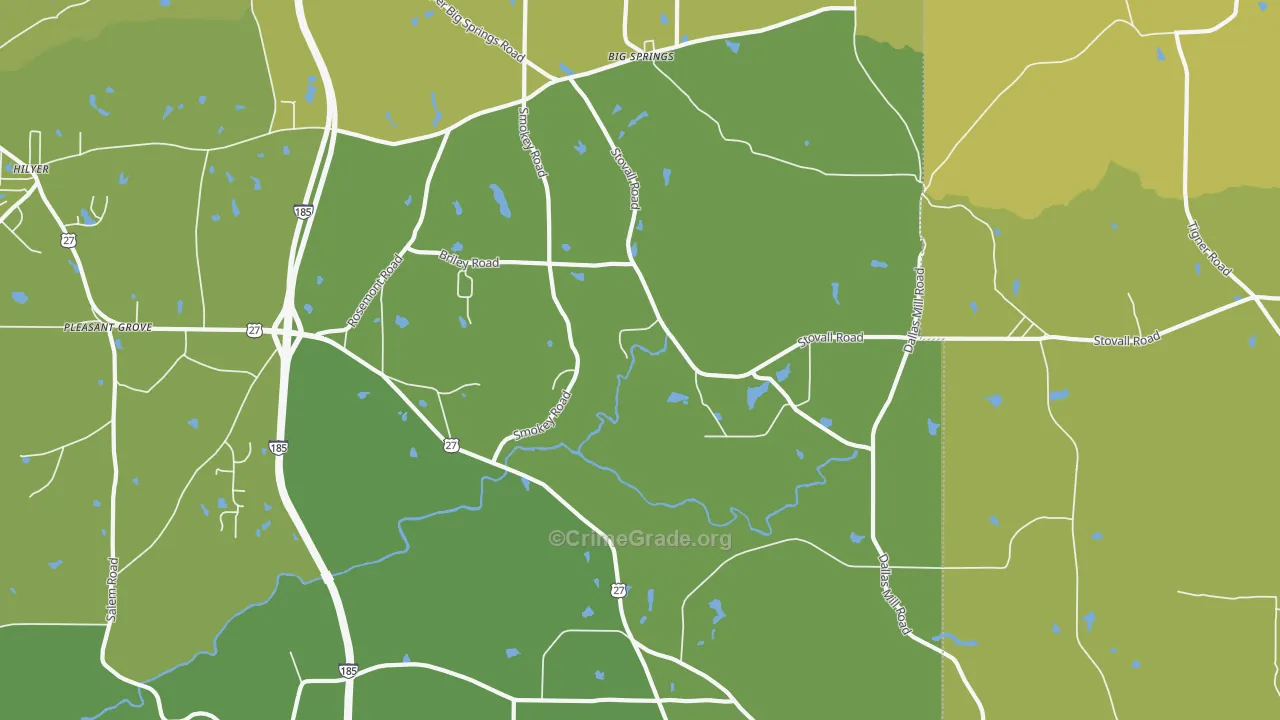 Stovall, GA Map of Vehicle Theft Rates