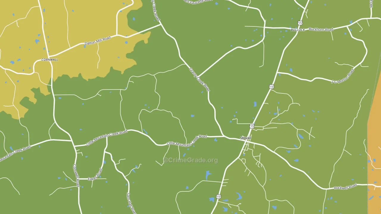 Stovall, NC Map of Vehicle Theft Rates