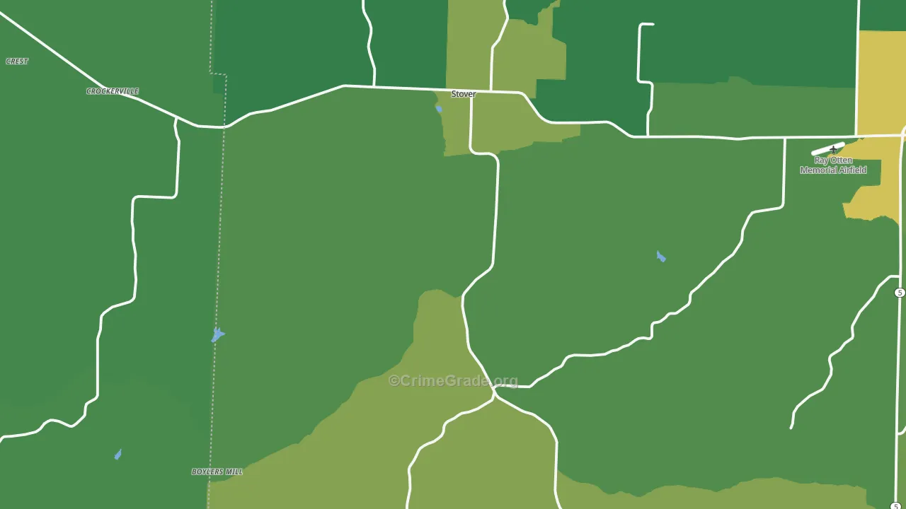 Stover, MO Map of Vehicle Theft Rates