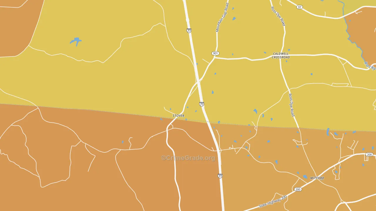 Stover, SC Map of Vehicle Theft Rates