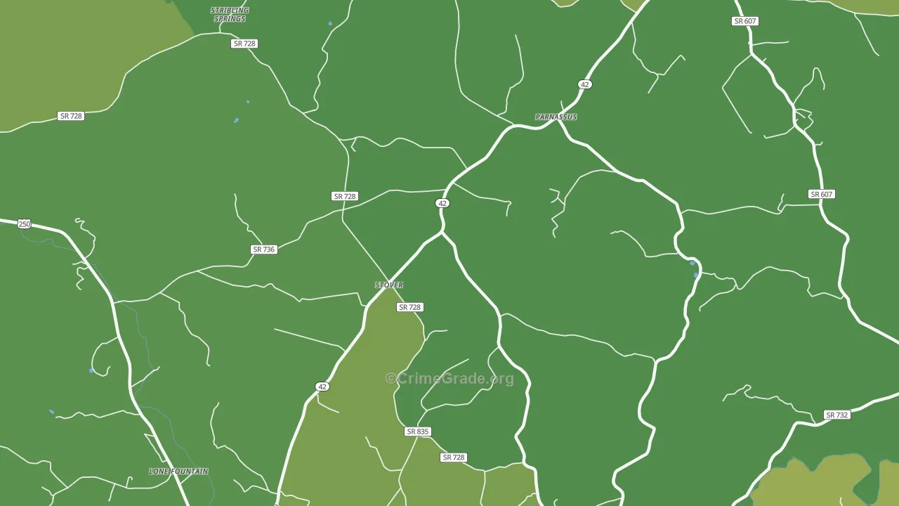 Stover, VA Map of Vehicle Theft Rates
