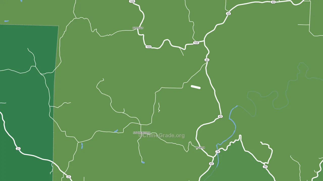 Stoverville, AR Map of Vehicle Theft Rates