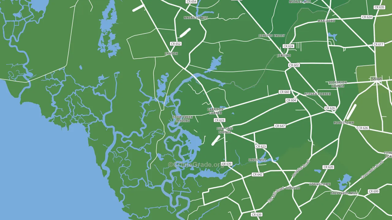 Stow Creek Landing, NJ Map of Vehicle Theft Rates