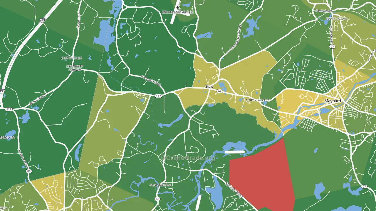 Stow, MA Map of Vehicle Theft Rates