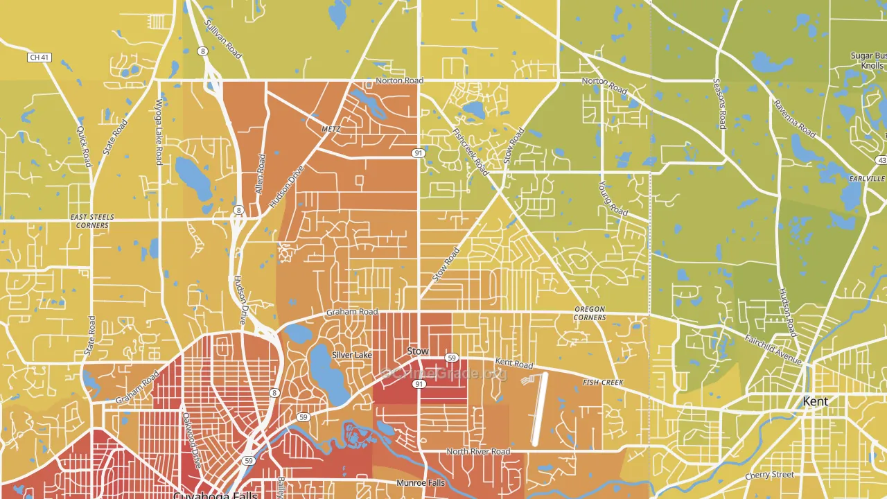 Stow, OH Map of Vehicle Theft Rates