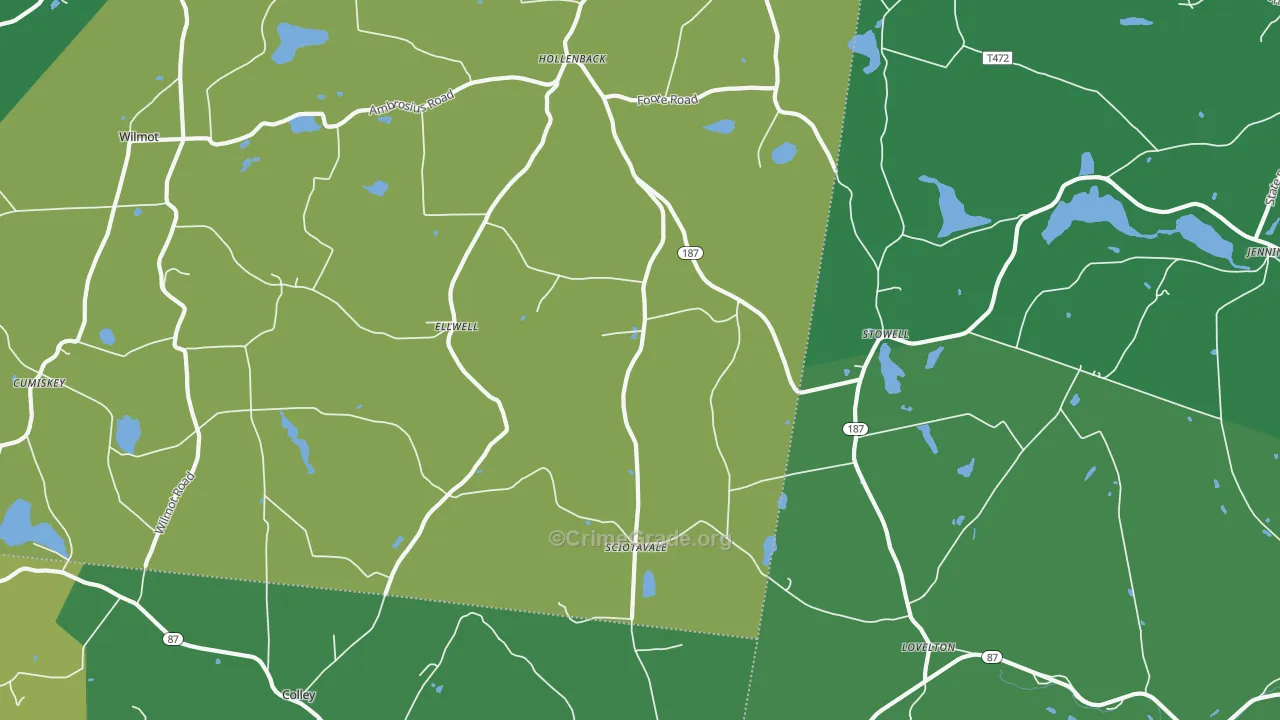 Stowell, PA Map of Vehicle Theft Rates