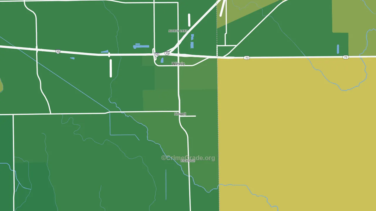 Stowell, TX Map of Vehicle Theft Rates