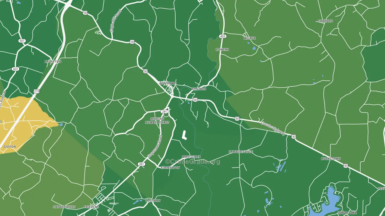 Stoystown, PA Map of Vehicle Theft Rates