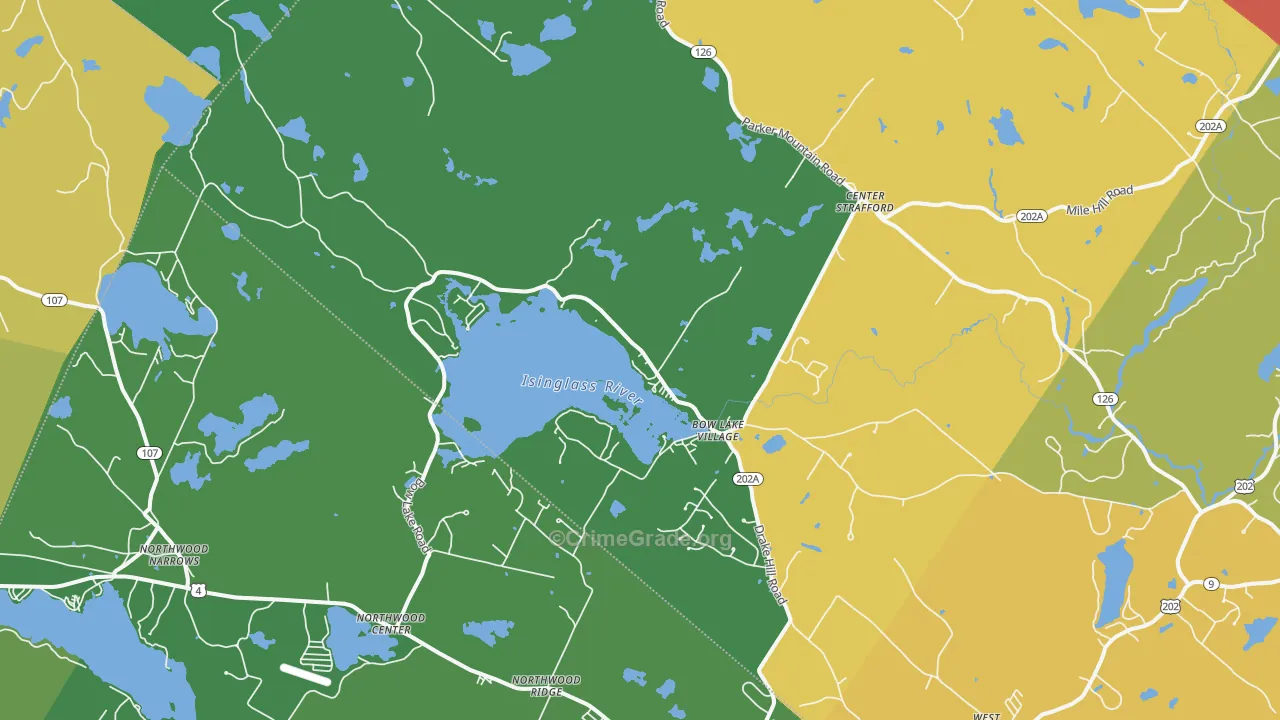 Strafford, NH Map of Vehicle Theft Rates