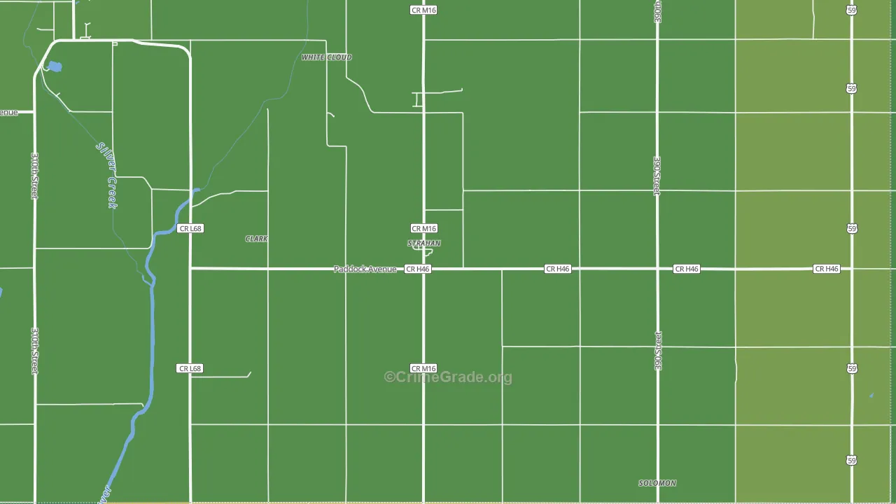 Strahan, IA Map of Vehicle Theft Rates