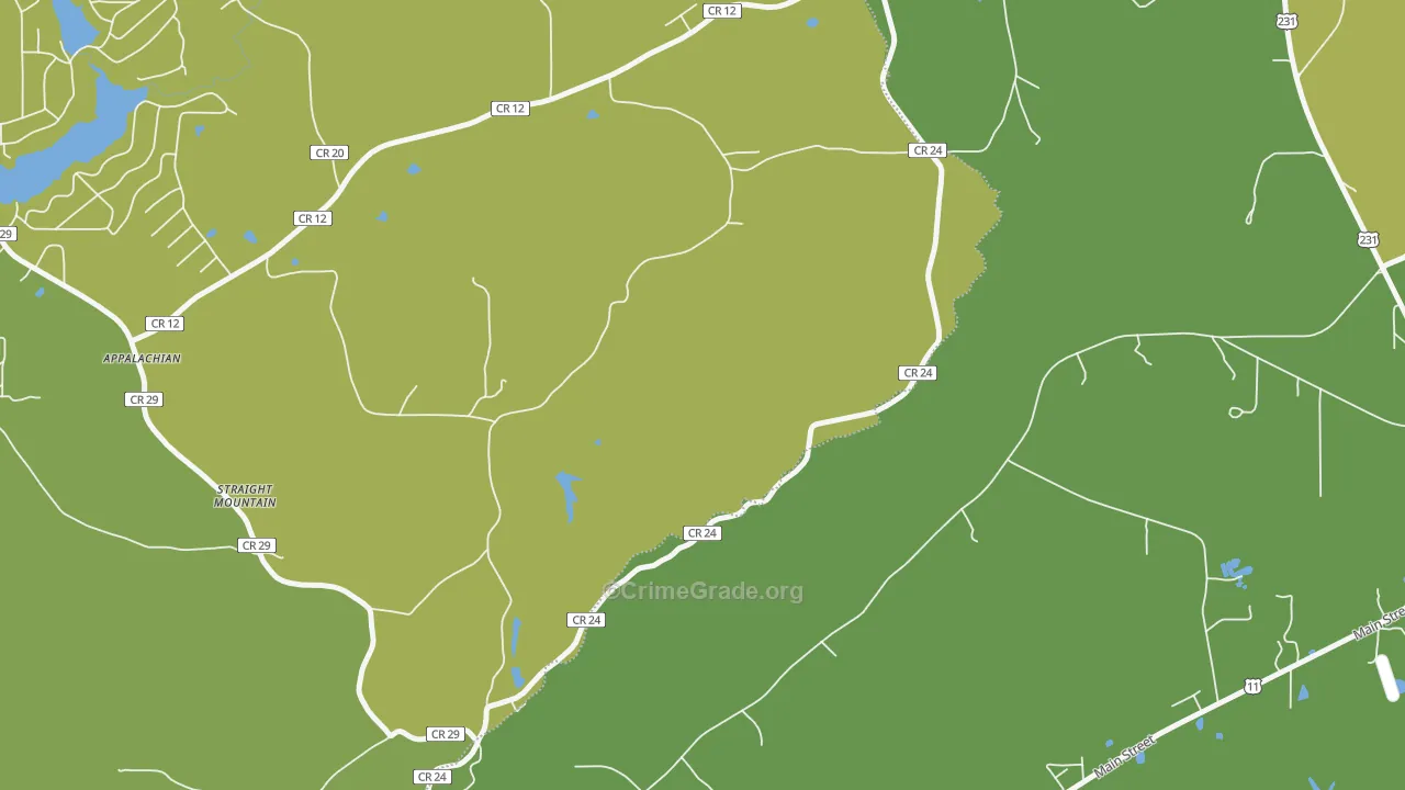 Straight Mountain, AL Map of Vehicle Theft Rates