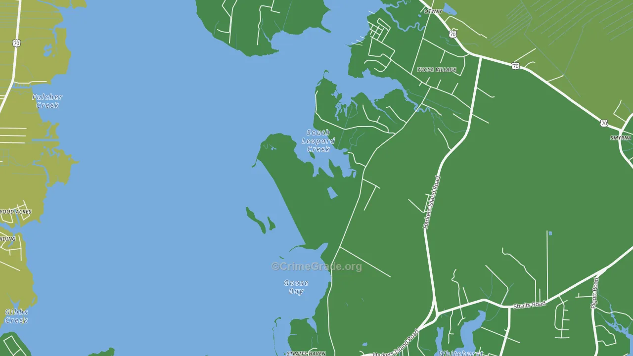 Straits, NC Map of Vehicle Theft Rates