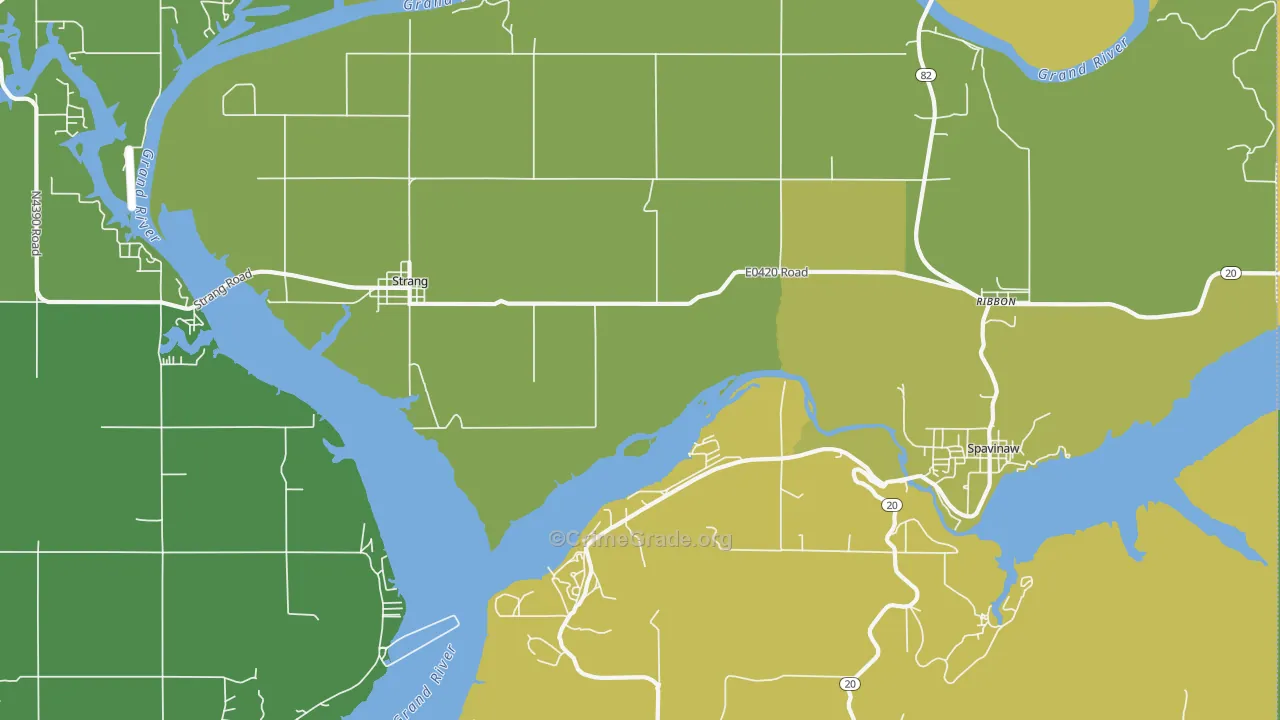 Strang, OK Map of Vehicle Theft Rates